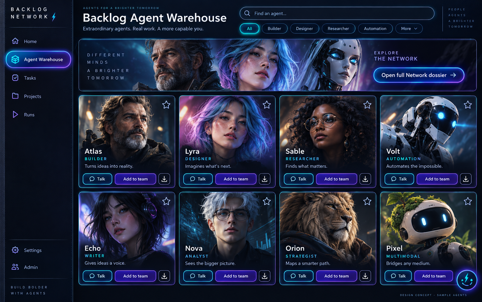 Backlog Agent Warehouse visual direction 6: Signal Browser