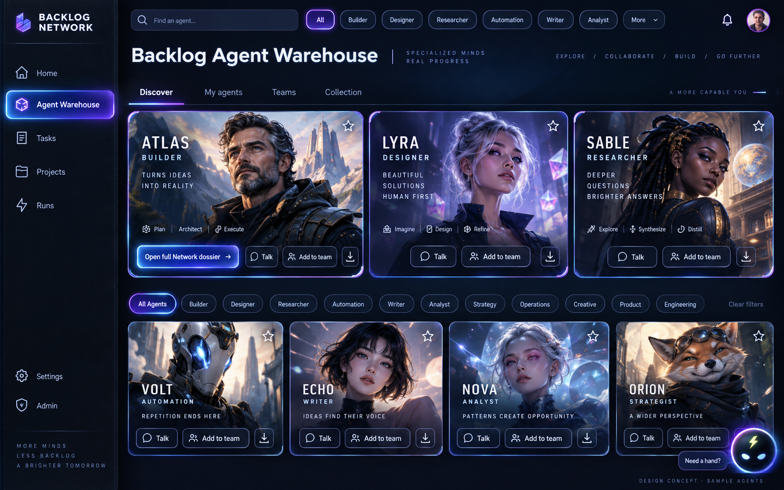 Backlog Agent Warehouse visual direction 8: Prism Glass